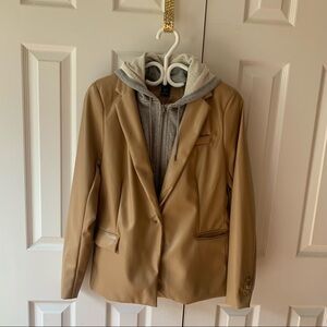 Rachel Zoe Camel Faux Leather Dickey Blazer